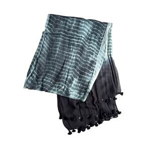 Chan Luu Tie Dye Scarf in Teal Blue and Black